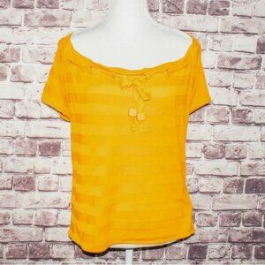 Adidas by Stella McCartney Tie Neck Blouse Orange Striped Size 34